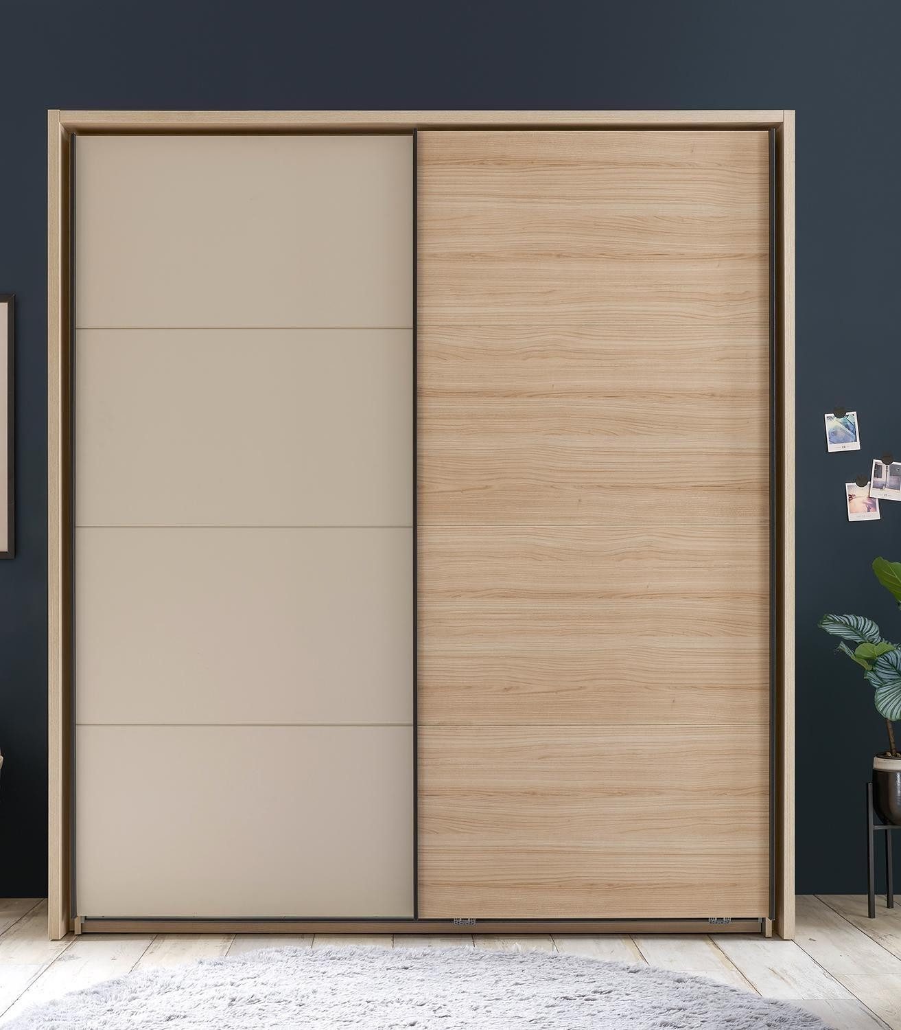 Vito Schwebetürenschrank ASSUME, Cashmerebraun, Riva Eiche Dekor, 2 Türen, B 170 x H 196 x T 59 cm