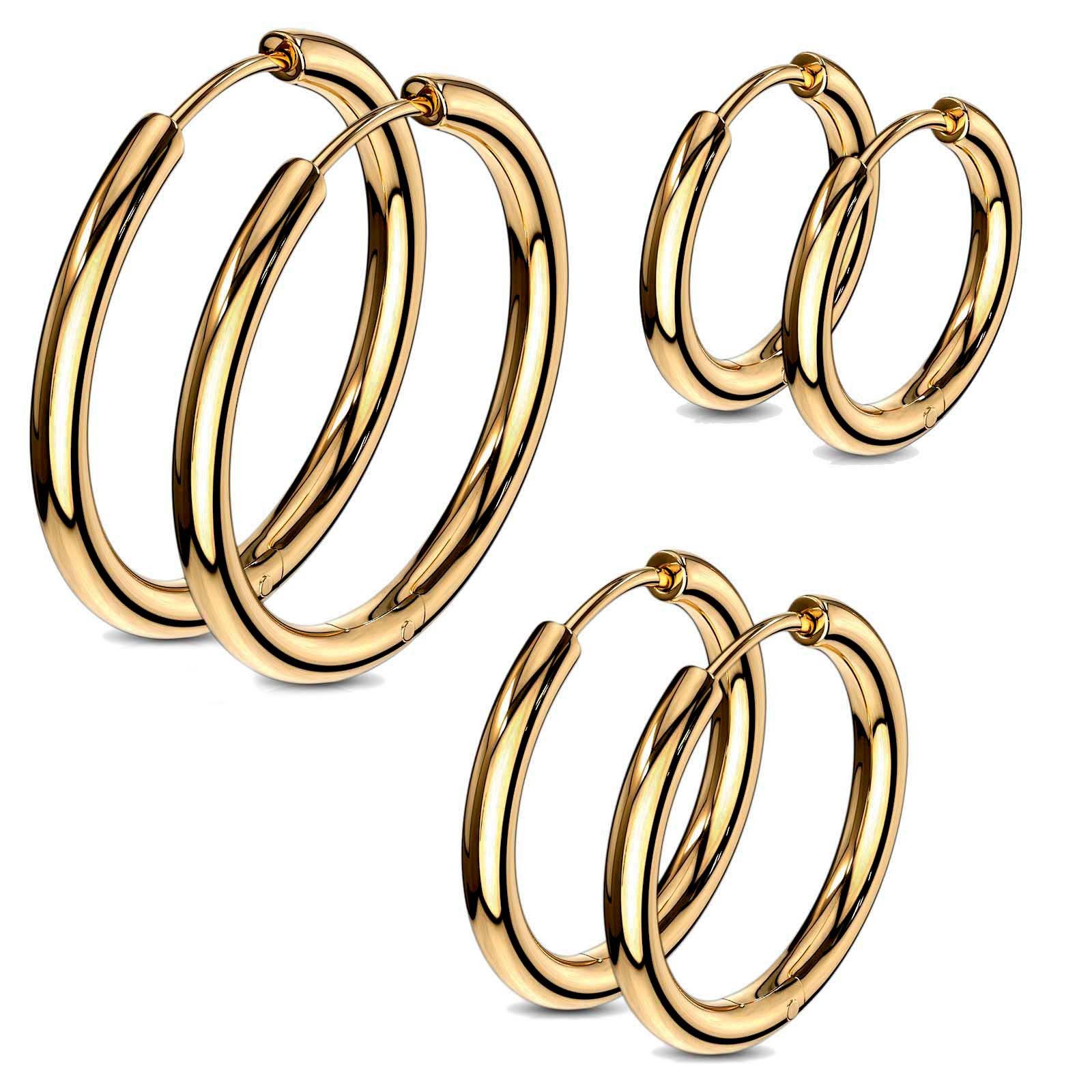 viva-adorno Paar Creolen Damen Klappcreolen Hoop Ohrringe Edelstahl verschi günstig online kaufen