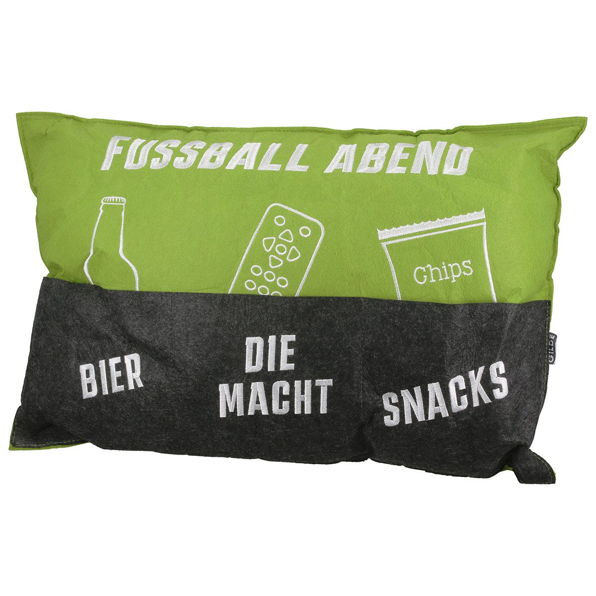 GILDE Dekokissen Fußball Kissen Matchday Lounge WM 2026 mit bestickten Fächern 39x60cm