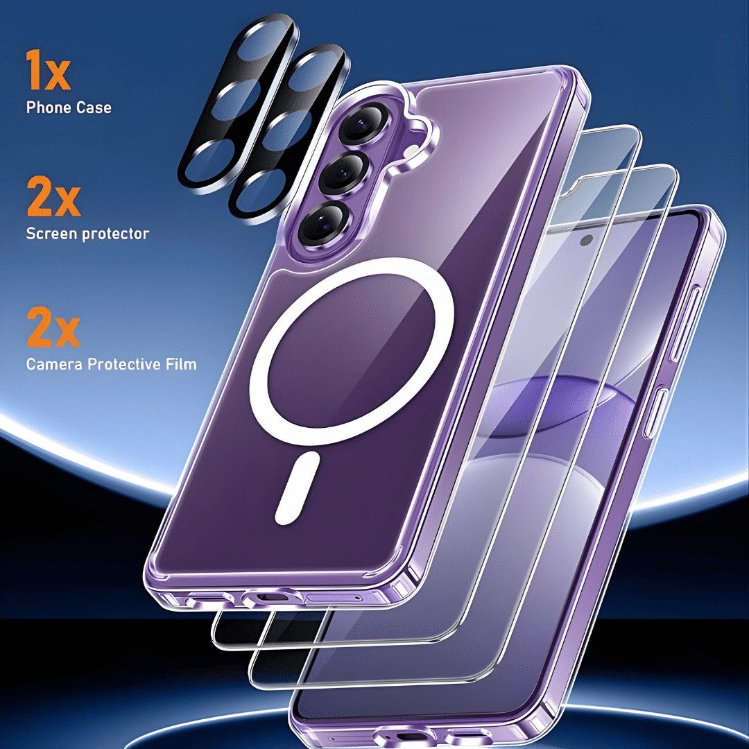 SmartUP Smartphone-Hülle für Samsung Galaxy S26 MagSafe Schutzglas Panzerfolie Display Kamera 6,3 Zoll, 5in1 Set - MagSafe kompatibel