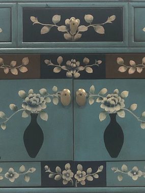 OPIUM OUTLET Kommode Sideboard Schrank Hochzeitsschrank Möbel (Vintage-Stil, shabby-chic, Landhaus, Antik, B x T x H: 117 x 40 x 85 cm; komplett montiert), asiatisch chinesisch orientalisch fernöstlich