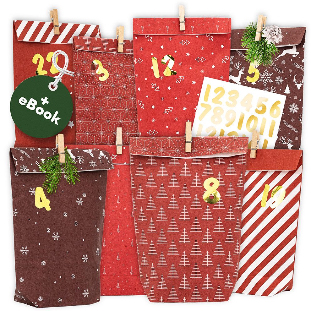 Amari DIY-Adventskalender AMARI® Adventskalender Tüten zum Befüllen mit Klammern