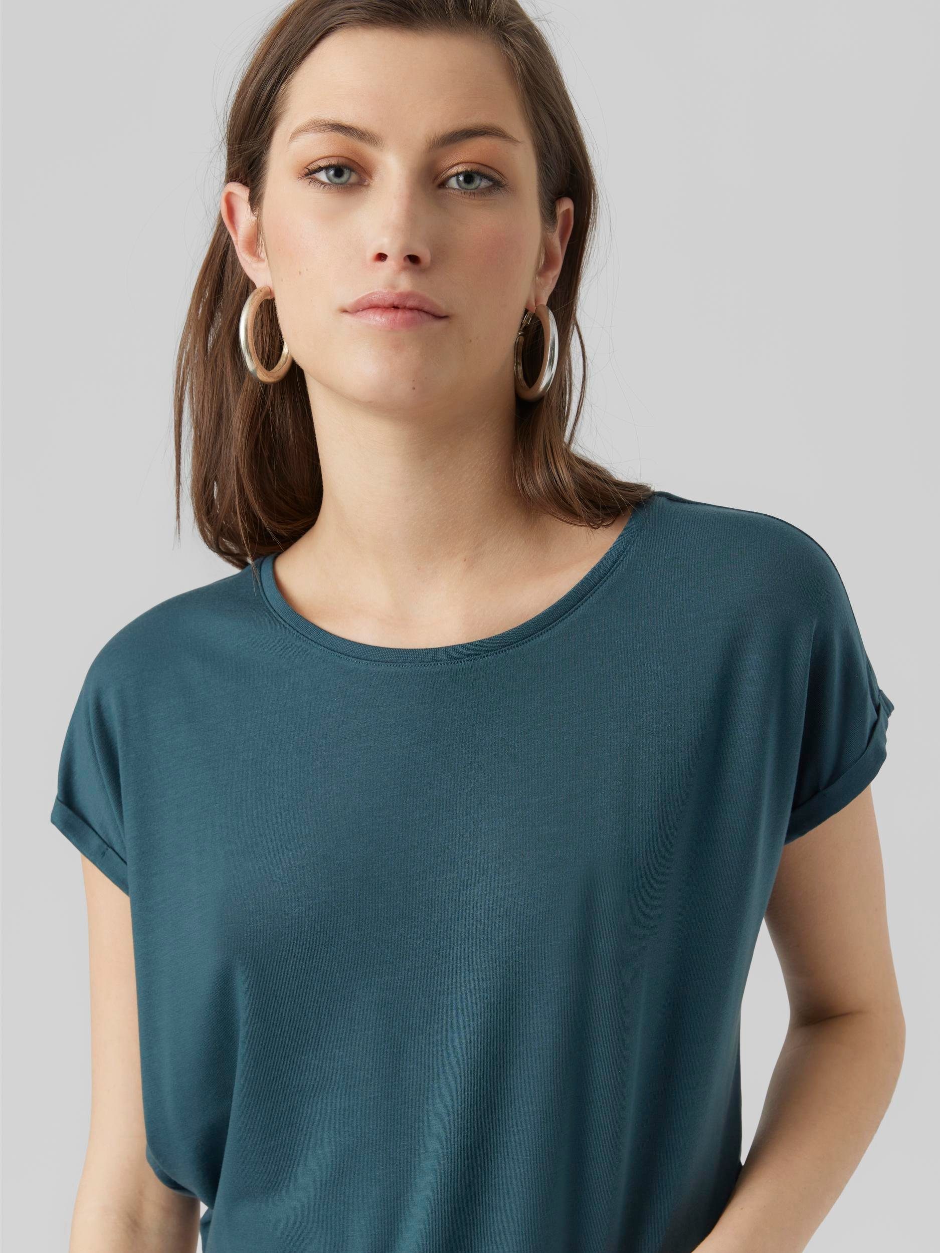 Vero Moda Rundhalsshirt VMAVA PLAIN Deep GAJRS SS TOP NOOS Atlantic