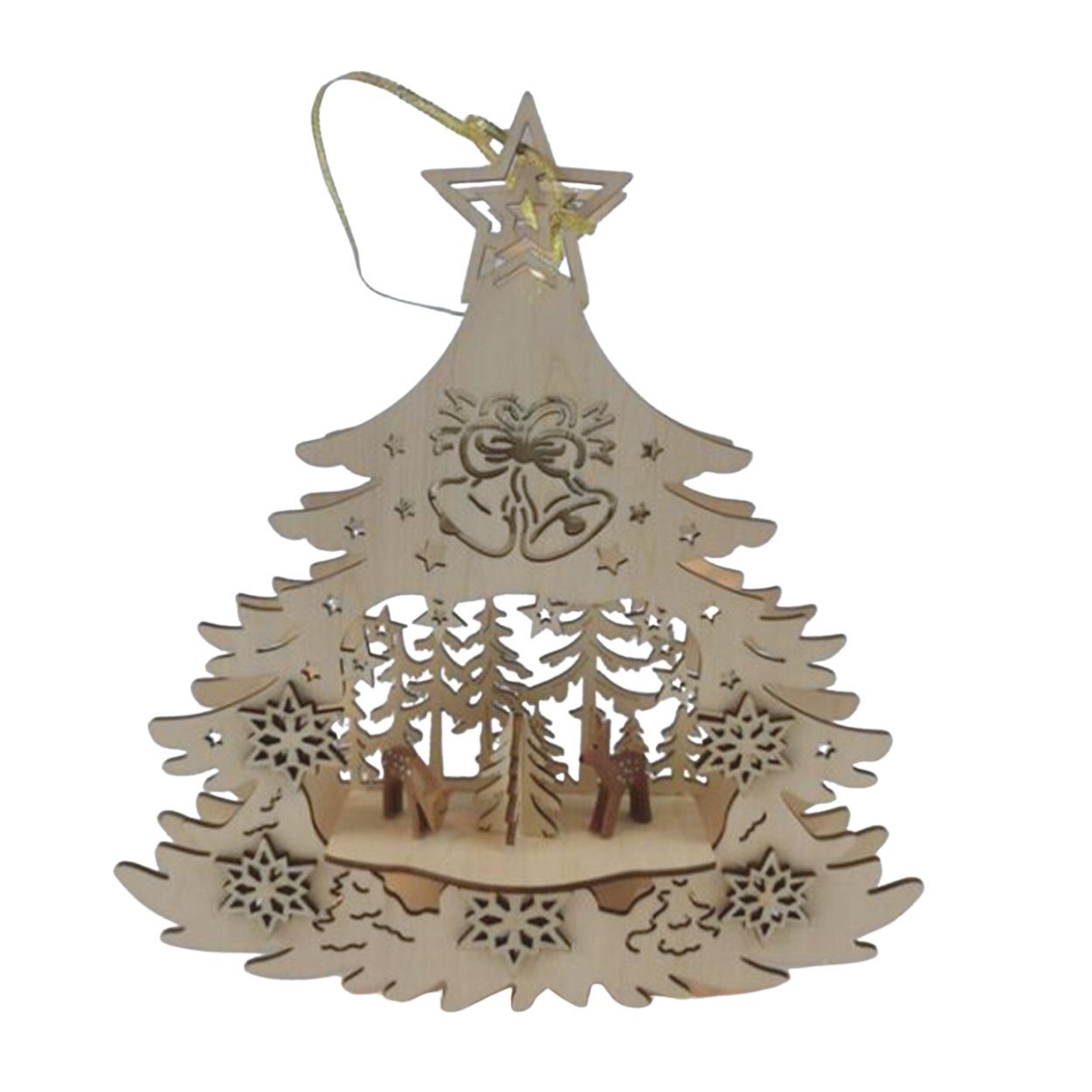 Wohnando Weihnachtsdorf Holzanhänger mit 5 LED's und Waldszene, Winterlich günstig online kaufen