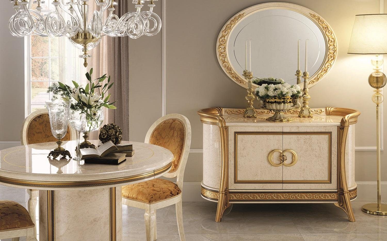 Luxus Holz Italienische JVmoebel Neu Stil Kommode Möbel Set Kommode Spiegel mit 2tlg