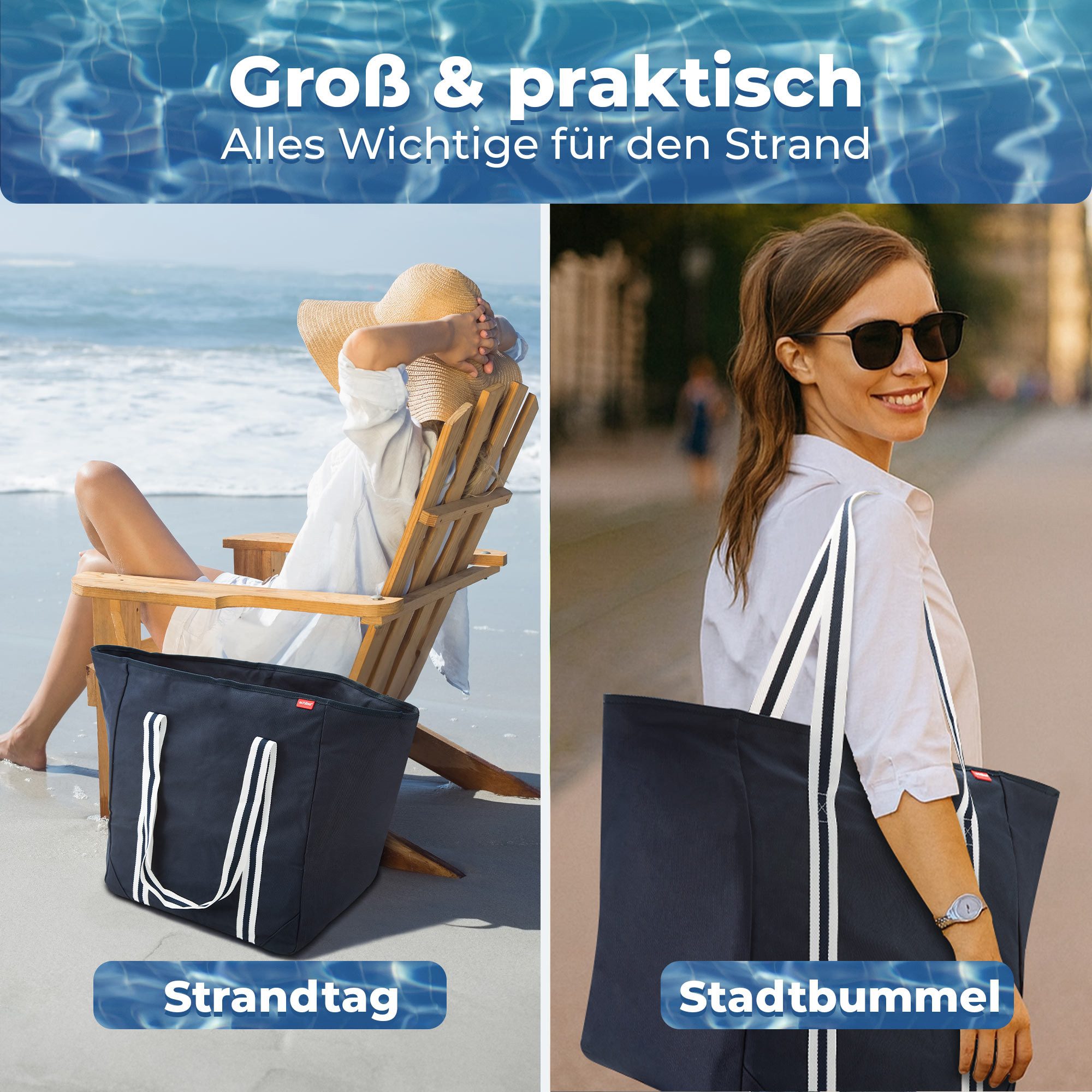 achilles XL-Strandtasche Strandtasche, Freizeittasche für Ausflüge Einkaufstasche