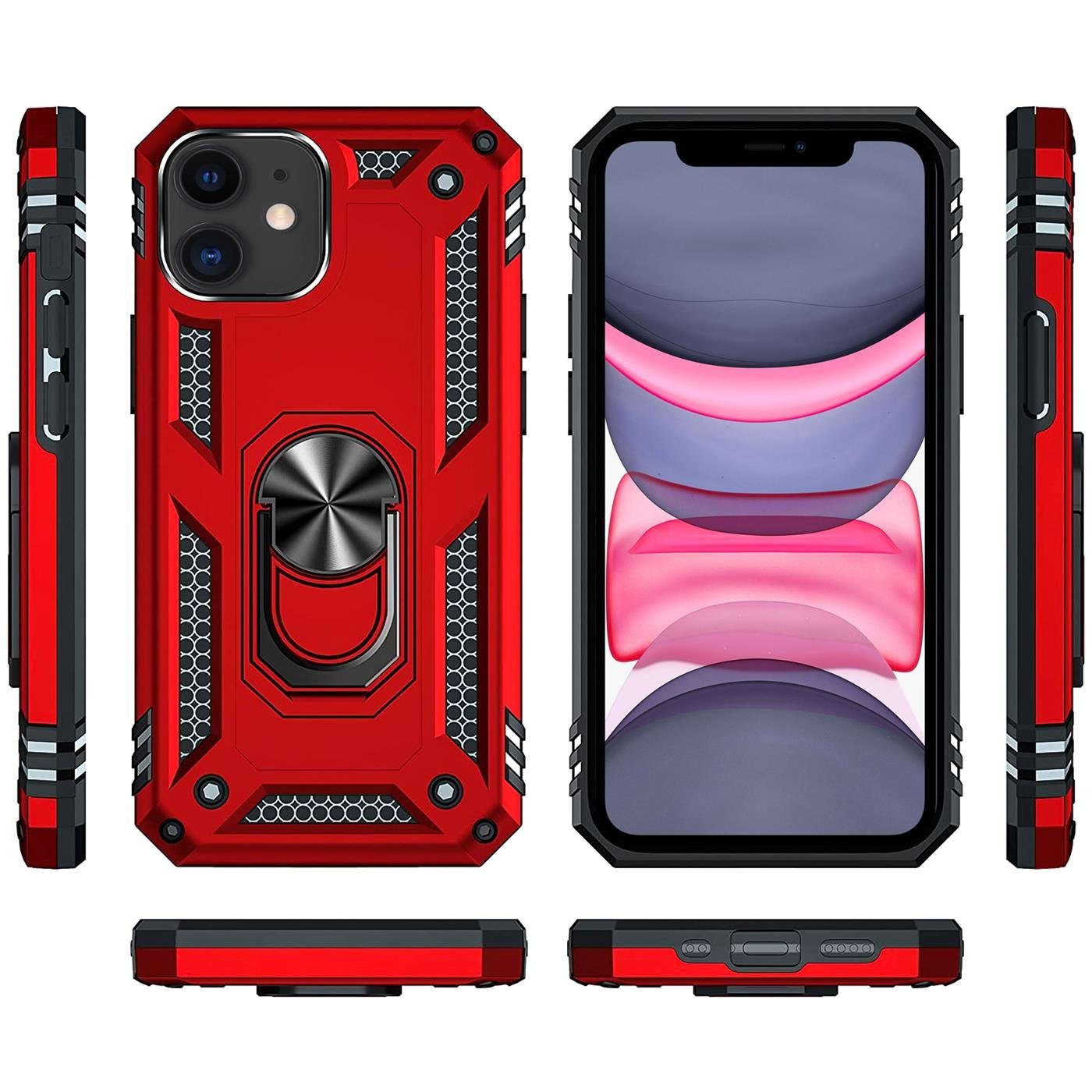 CoolGadget Handyhülle Armor Shield Case für Apple iPhone 11 6,1 Zoll, Outdoor Cover mit Magnet Ringhalterung Handy Hülle für iPhone 11