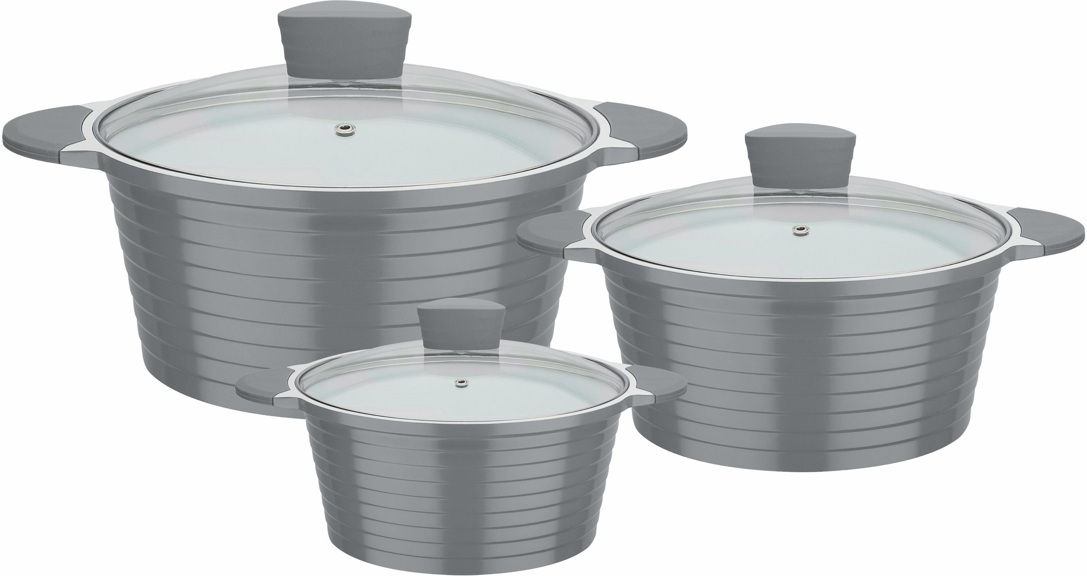 GSW Topf-Set Bolero, Aluminiumguss (Set, 6-tlg., 1x Kochtopf Ø 16 cm, 1x Kochtopf Ø 20 cm, 1x Kochtopf Ø 24 cm), Induktion