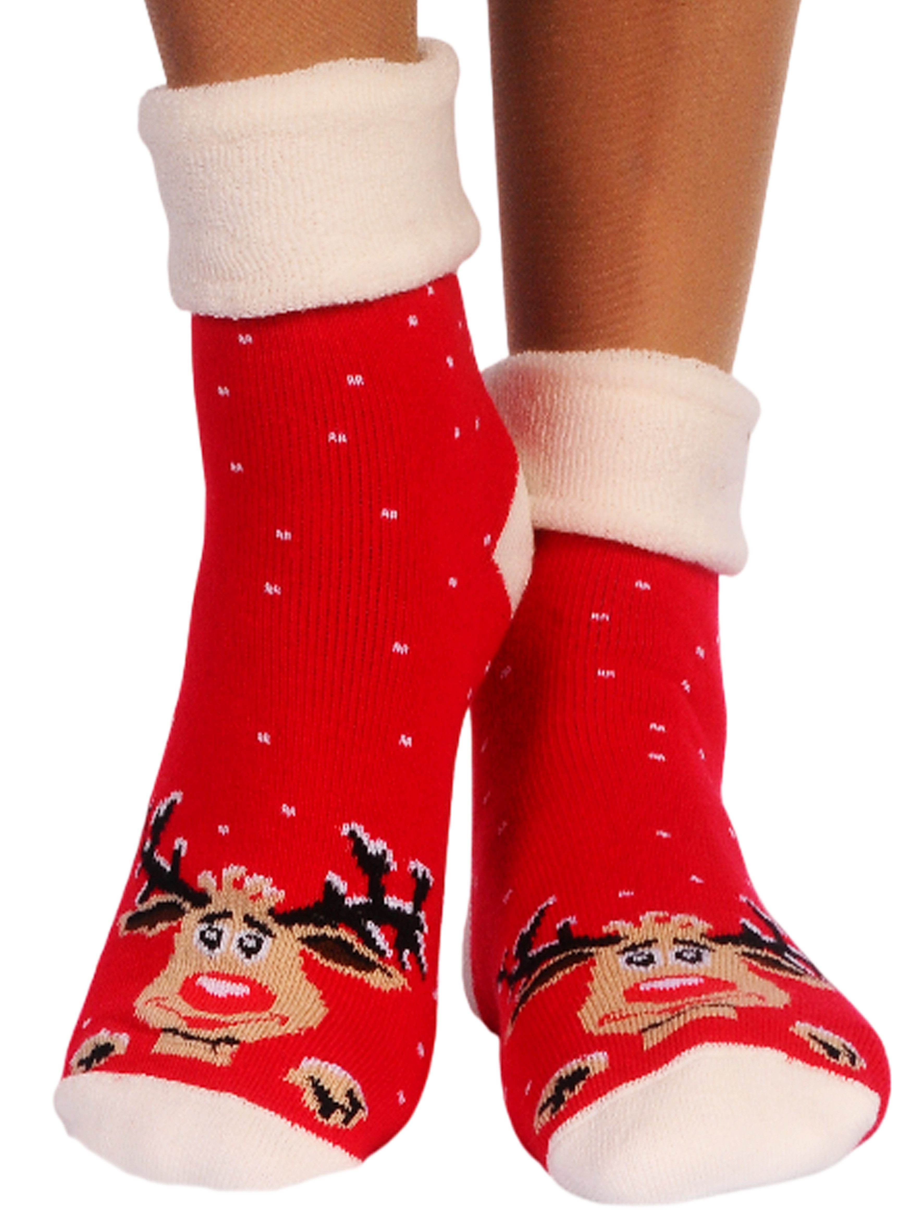 Thermosocken Haussocken Socken Weihnachten warme Weihnachtssocken mit Rentier