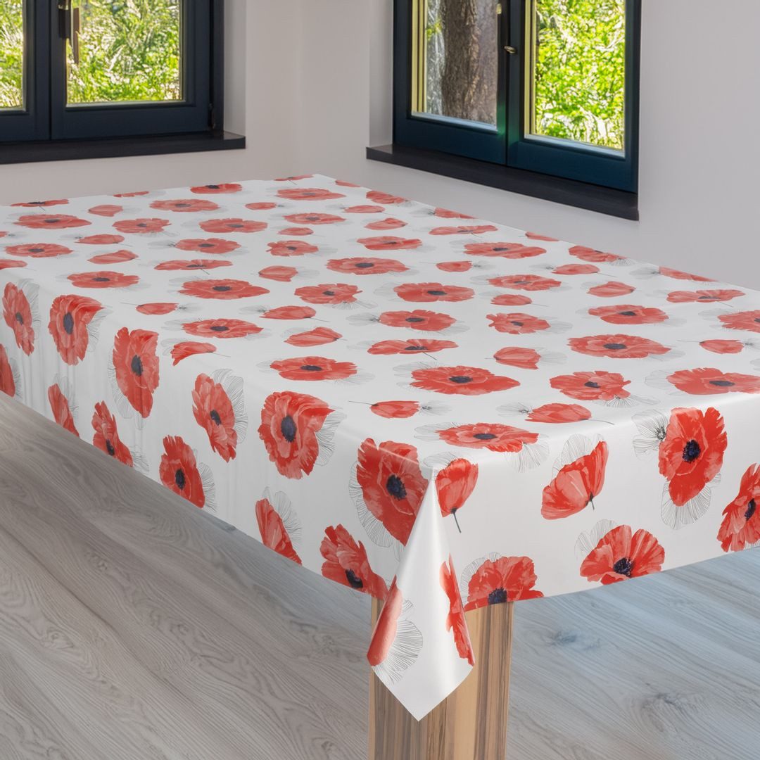 laro Tischdecke Wachstuch-Tischdecke Gartentischdecke Mohnblume Schmetterli günstig online kaufen