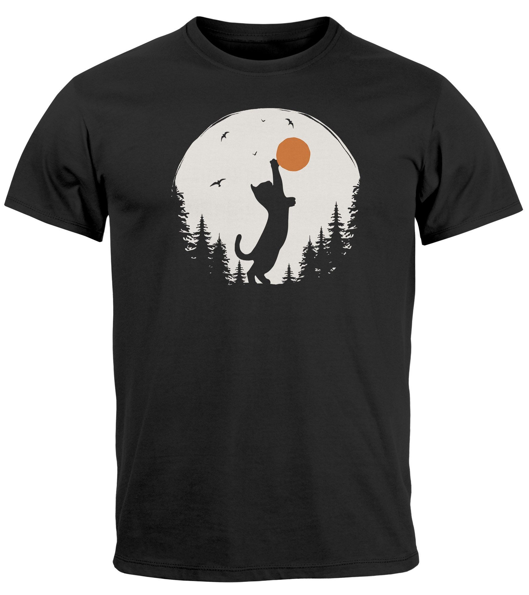 Neverless Print-Shirt Herren T-Shirt Frontprint Katze günstig online kaufen