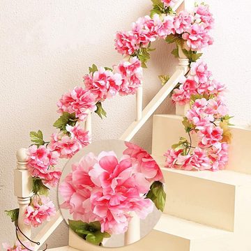 Kunstgirlande Blumenkranz 2 Stück 220cm Künstliche Blume Rattan Dekoration Hochzeit, Lubgitsr