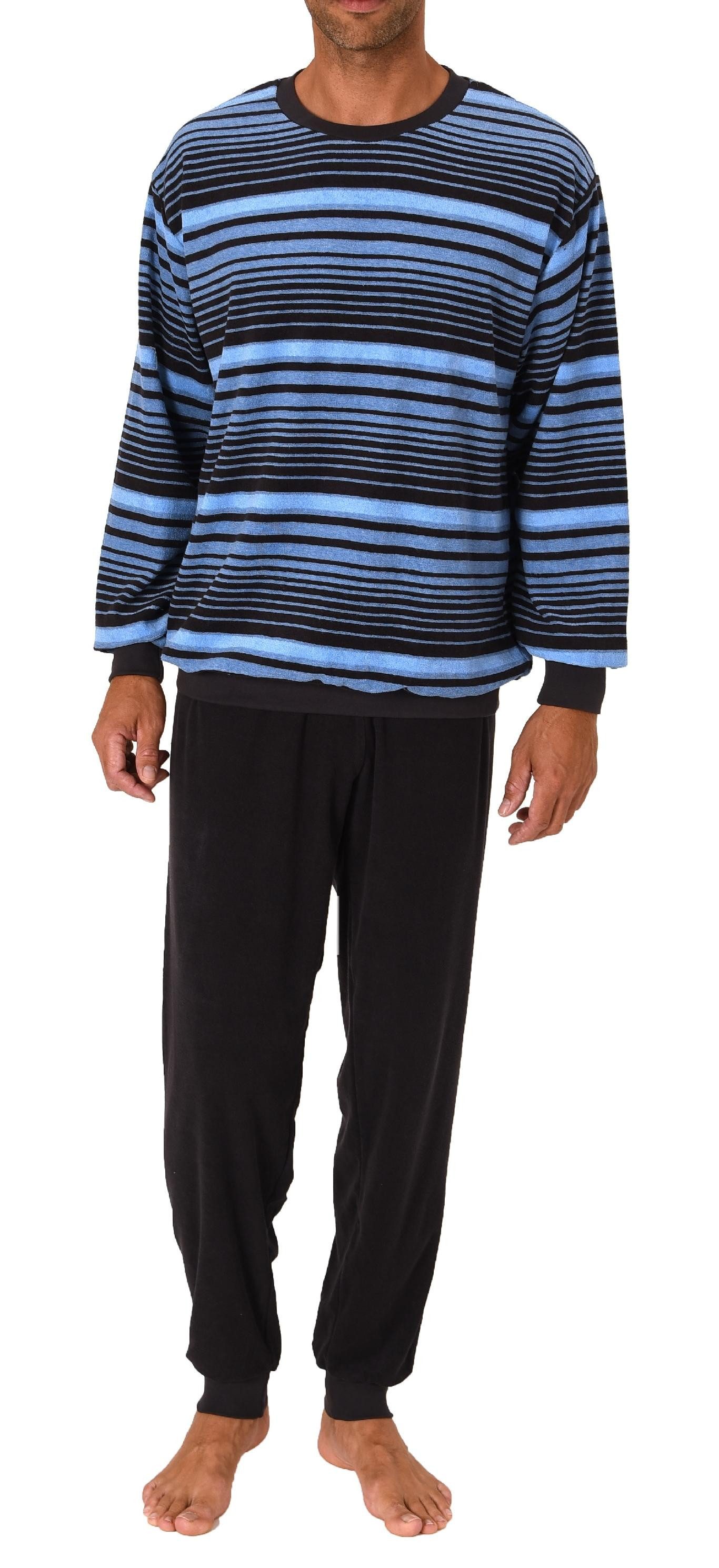Normann Pyjama Edel aussehender Herren Frottee Schlafanzug langarm mit Bünd günstig online kaufen