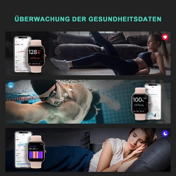 REDOM Damen Herren Fitness Uhr Uhren Tracker Smart Watch Sportuhr Armbanduhr Smartwatch (1,69 Zoll, 300mAh Li-Ionen) IP68 Wasserdicht Armband Fitnessuhr iOS/Android, 1-tlg., Touchscreen, Herzfrequenz Pulsmesser Schrittzähler Schlafmonitor Aktivitätstracker