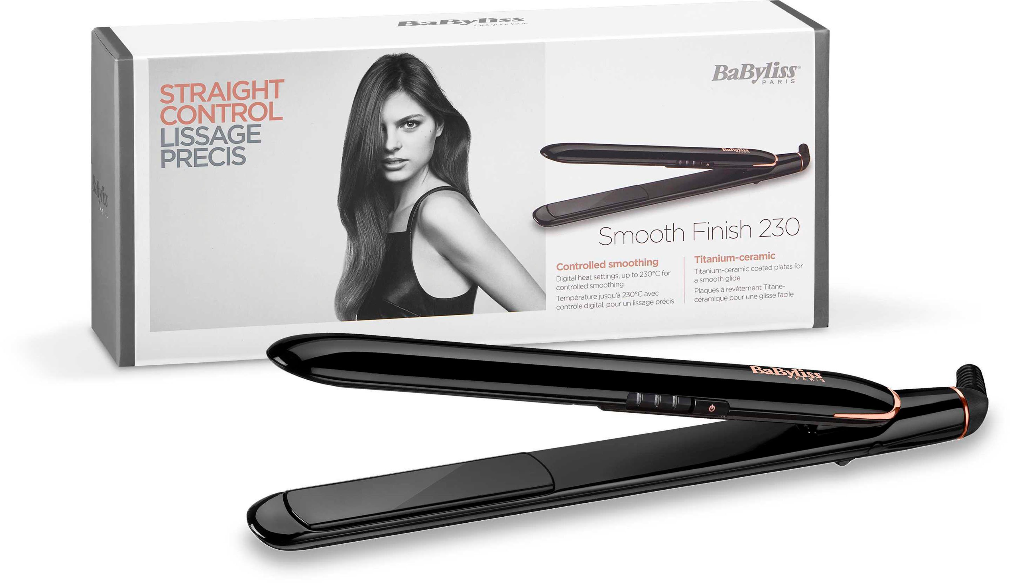 BaByliss Smooth Titanium-Keramikbeschichteten 230, mit Glätteisen Finish Platten