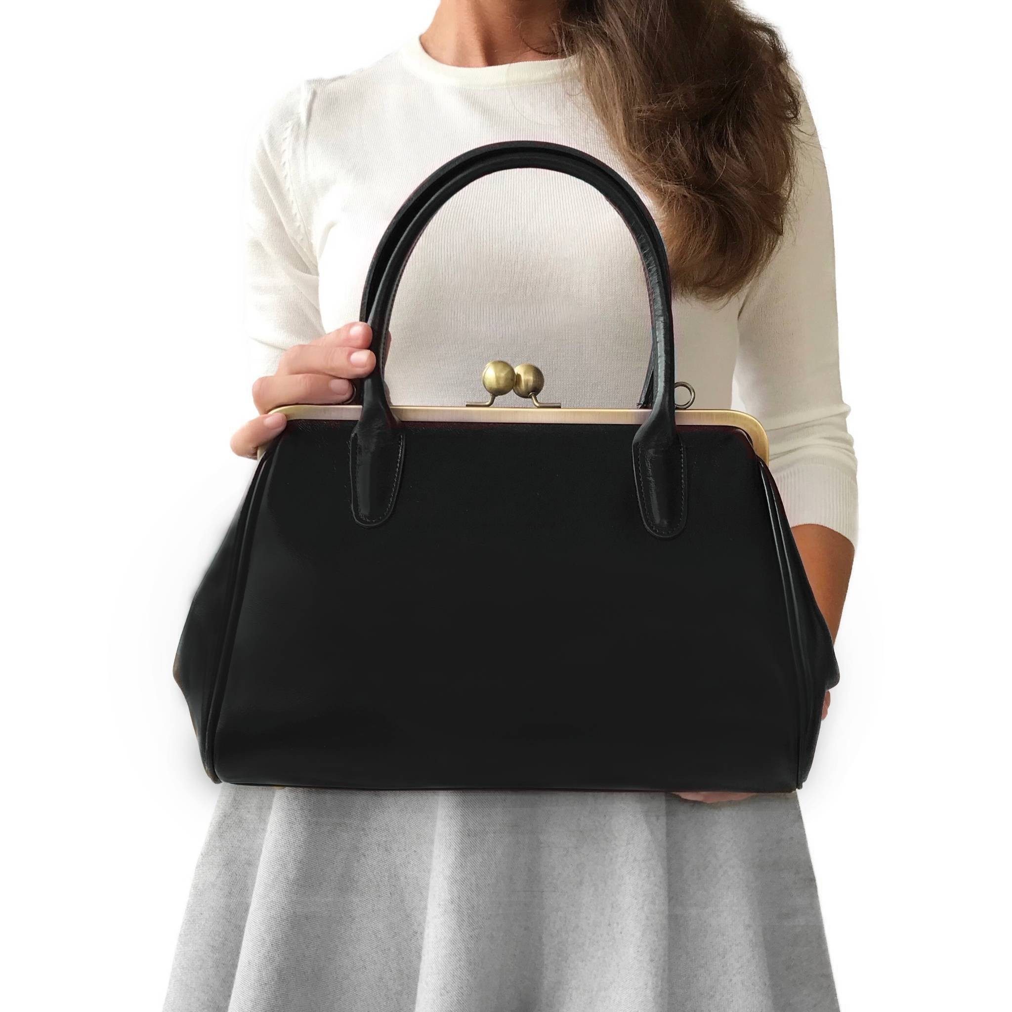 Taschenkinder Handtasche Henkeltasche Vintage Ledertasche "Sophie" Schultertasche, Echtes Leder