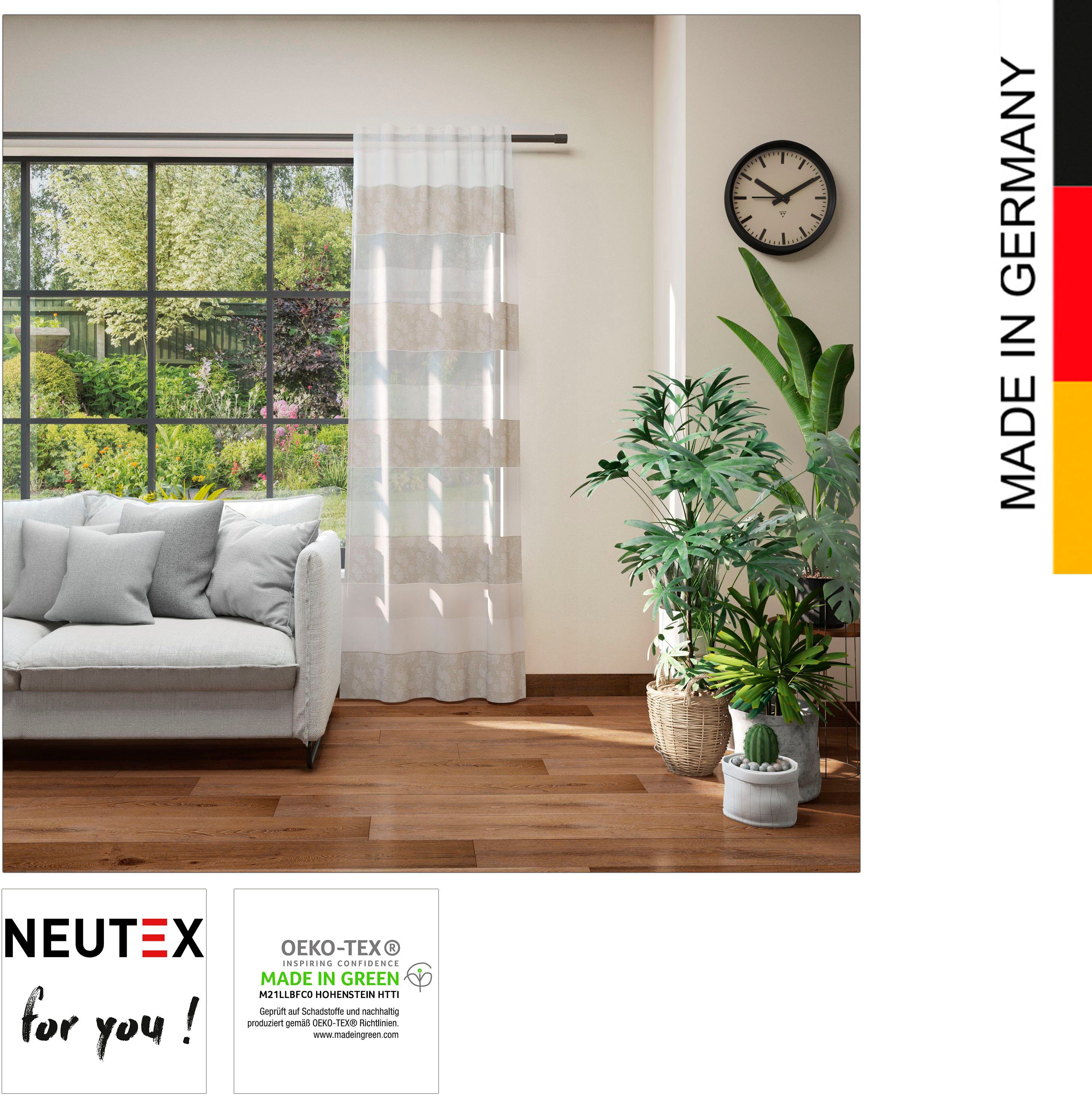 Vorhang Dorina, Neutex weiß (1 halbtransparent, softe St), you!, Dekoqualität for taupe weichfließende Multifunktionsband