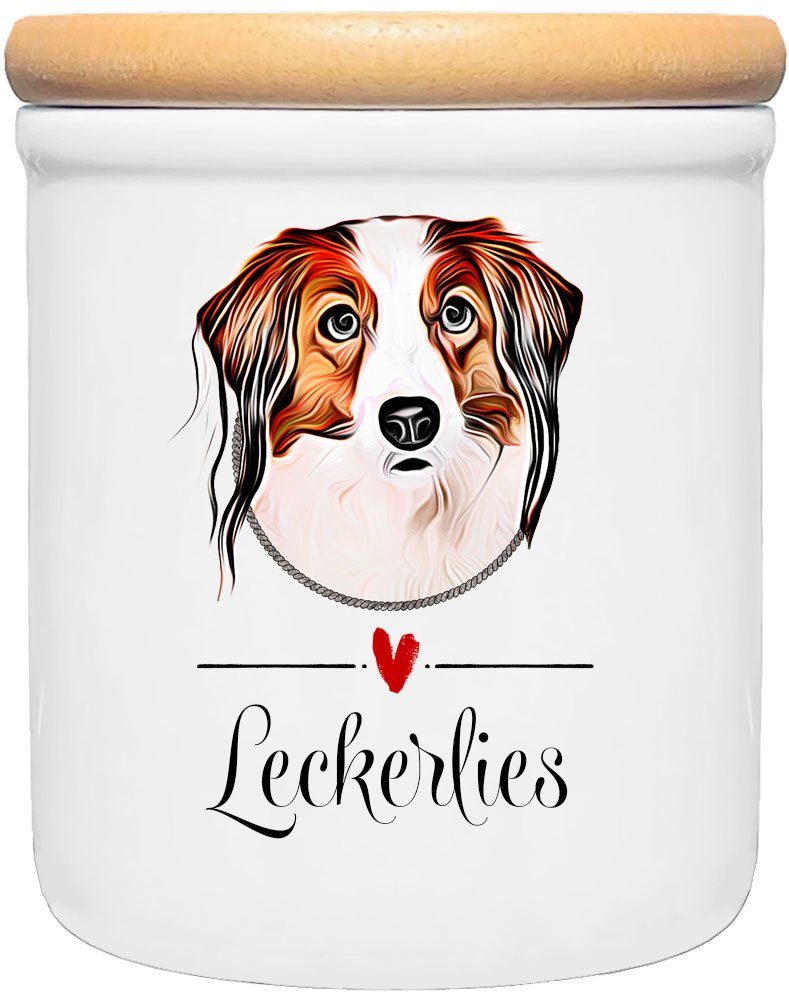 für Deutschland, Hundebesitzer, (Leckerlidose handgefertigt 400 Hund Hunderasse, - Hundekeksdose, Hundekekse, ml KOOIKERHONDJE Holzdeckel), Cadouri 2-tlg., in mit Vorratsdose 1x für Leckerlidose Keramik, mit - Keramikdose