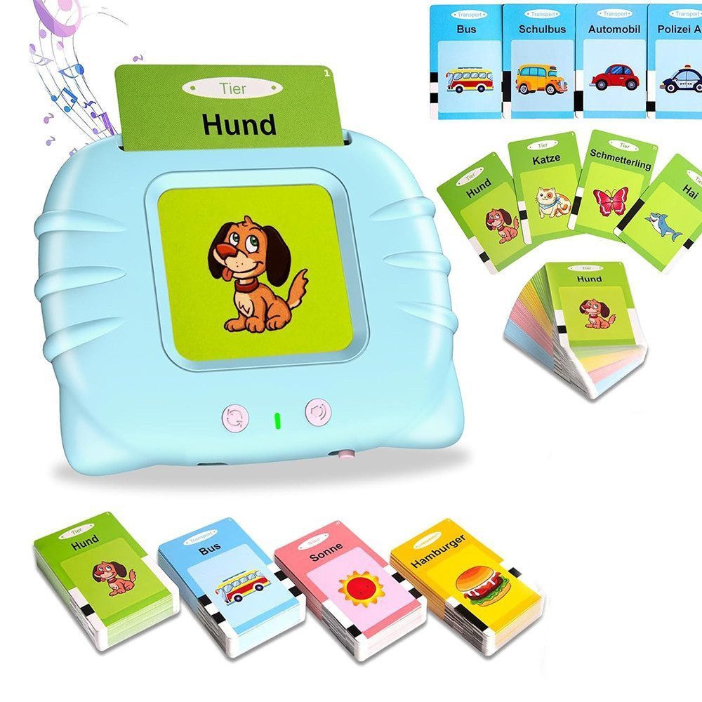 POPOLIC Lernspielzeug Sprechende Flash-Karten, Standard Deutsch-112 Blätter 224 Wörter (1-St), für Kleinkinder 2-4 Jahre Alt,Interaktive Spielzeug für Jungen Mädchen