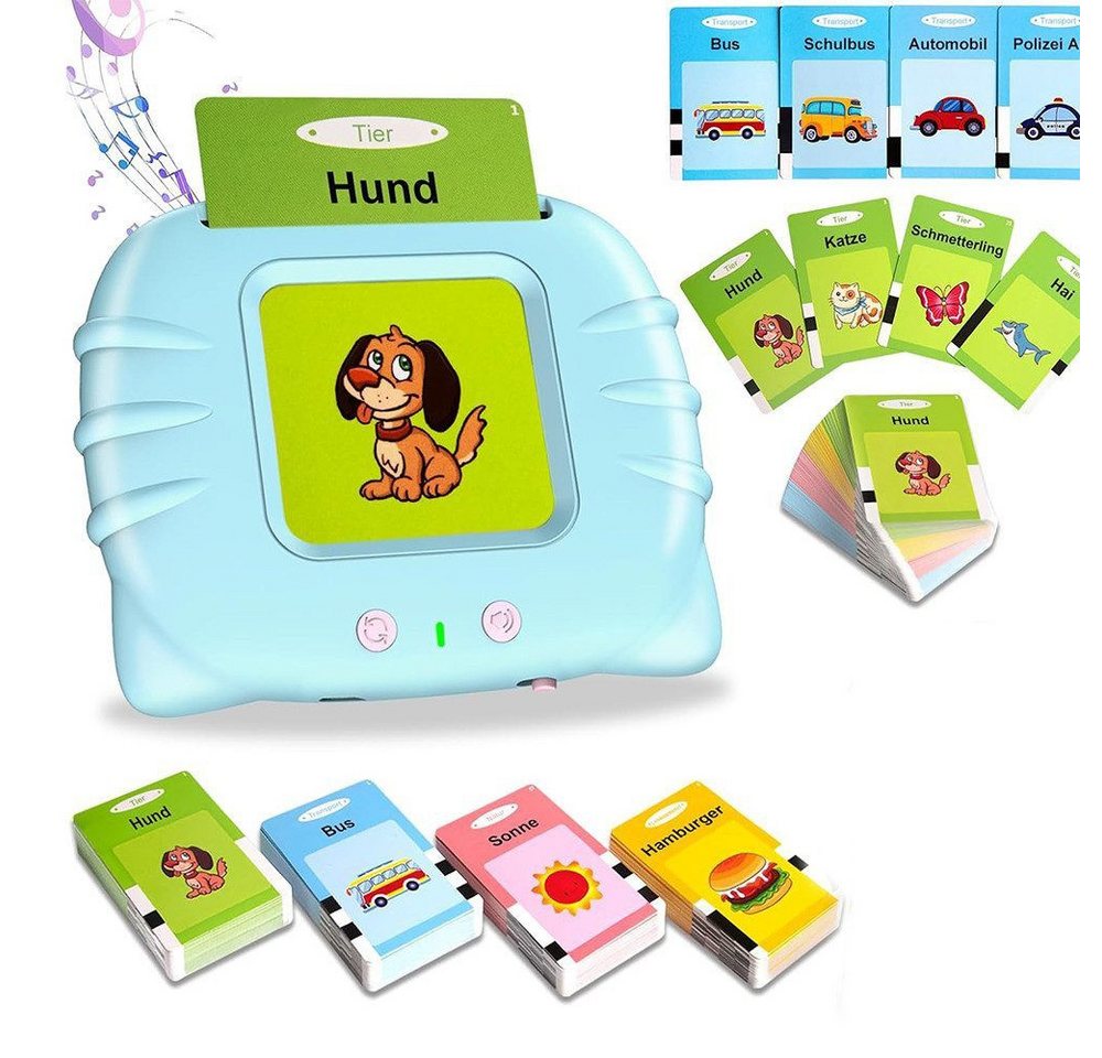 POPOLIC Lernspielzeug Sprechende Flash-Karten, Standard Deutsch-112 Blätter 224 Wörter (1-St), für Kleinkinder 2-4 Jahre Alt,Interaktive Spielzeug für Jungen Mädchen