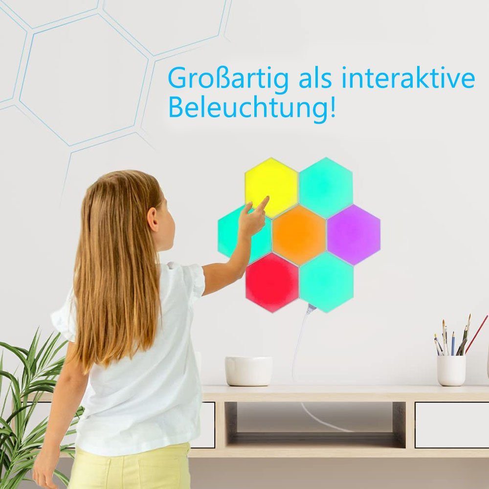 MUPOO LED Wandleuchte LED Sechseck Gaming Wandleuchte Hexagon RGB LED Panel, Musik Sync Licht für Gamer Room Deko
