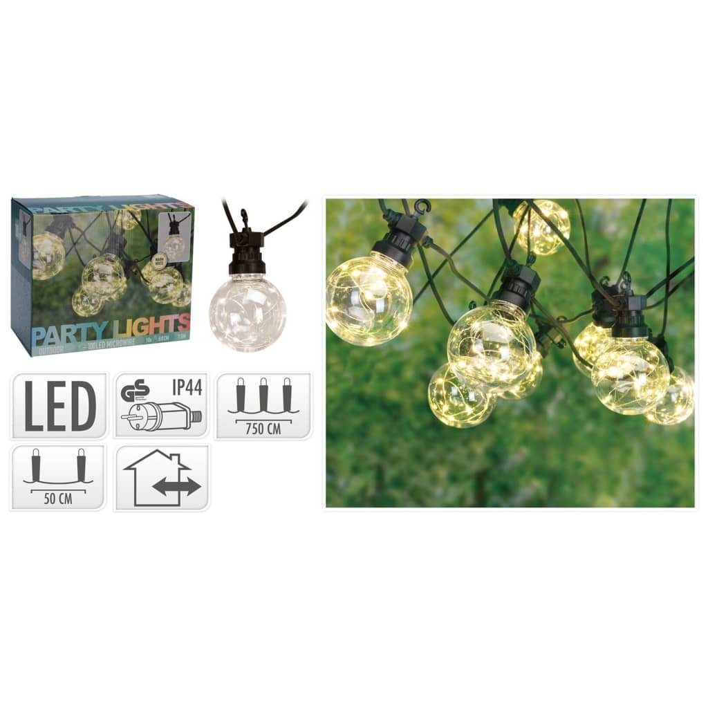 Progarden Außen-Wandleuchte LED Garten-Party-Lichterkette 50 Lampen Weiß und Schwarz