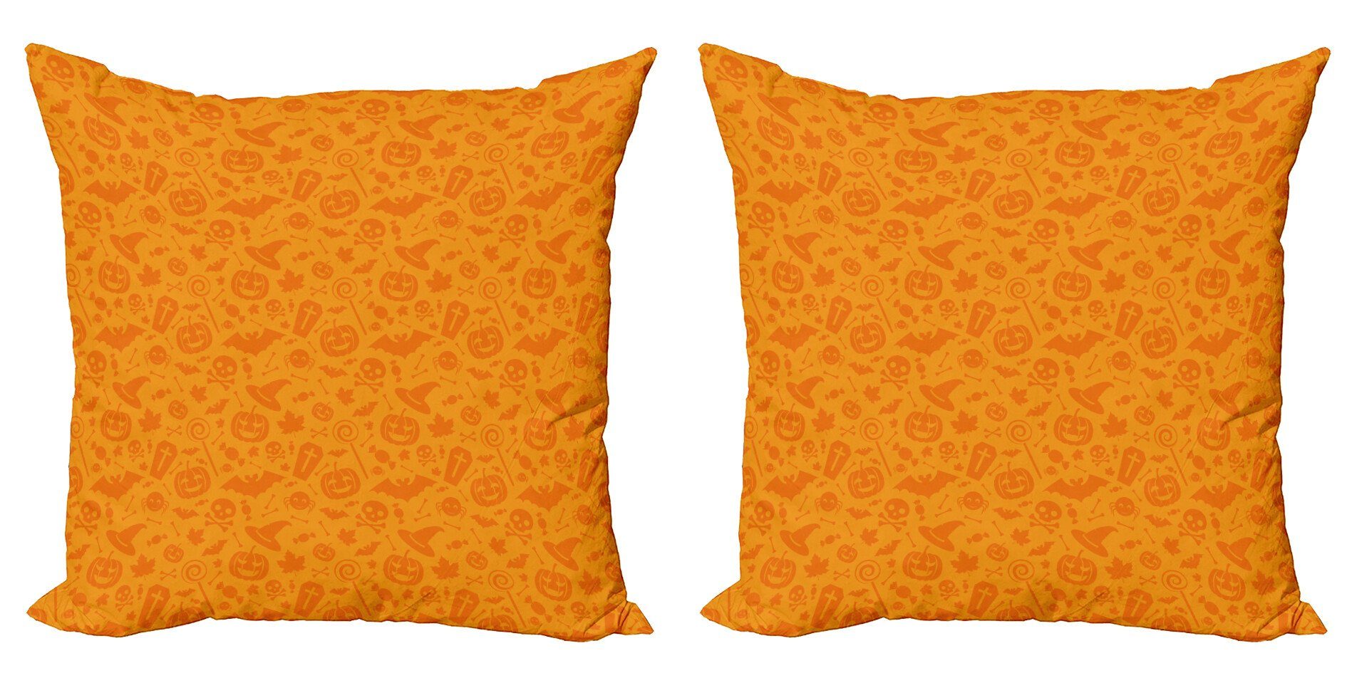 Modern Orange Digitaldruck, Stück), (2 Abakuhaus Accent Halloween-Kürbis-Schädel Kissenbezüge Doppelseitiger