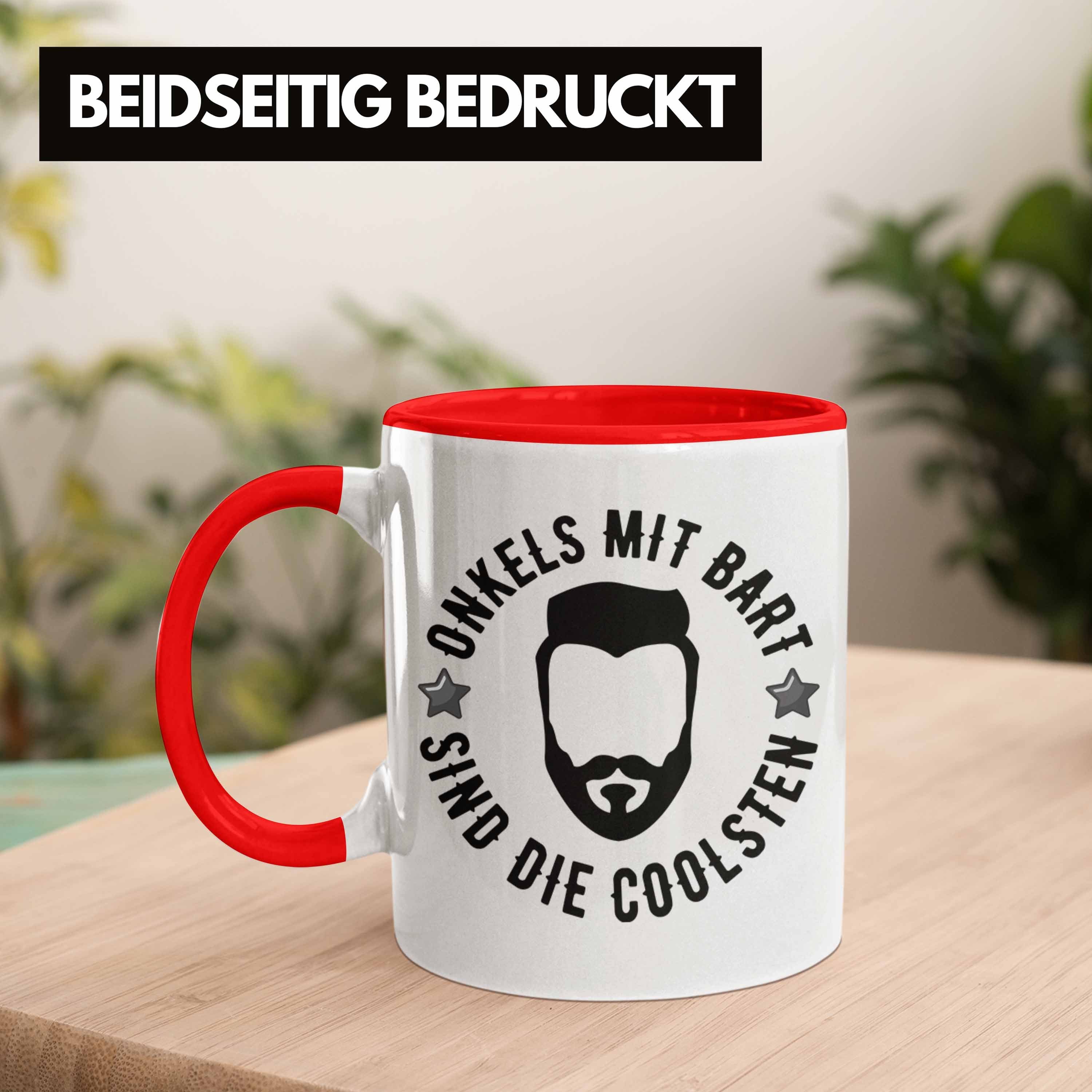 Geschenk Tasse - Bart Trendation Rot mit Tasse Onkel Trendation Geschenkidee Kaffeetasse