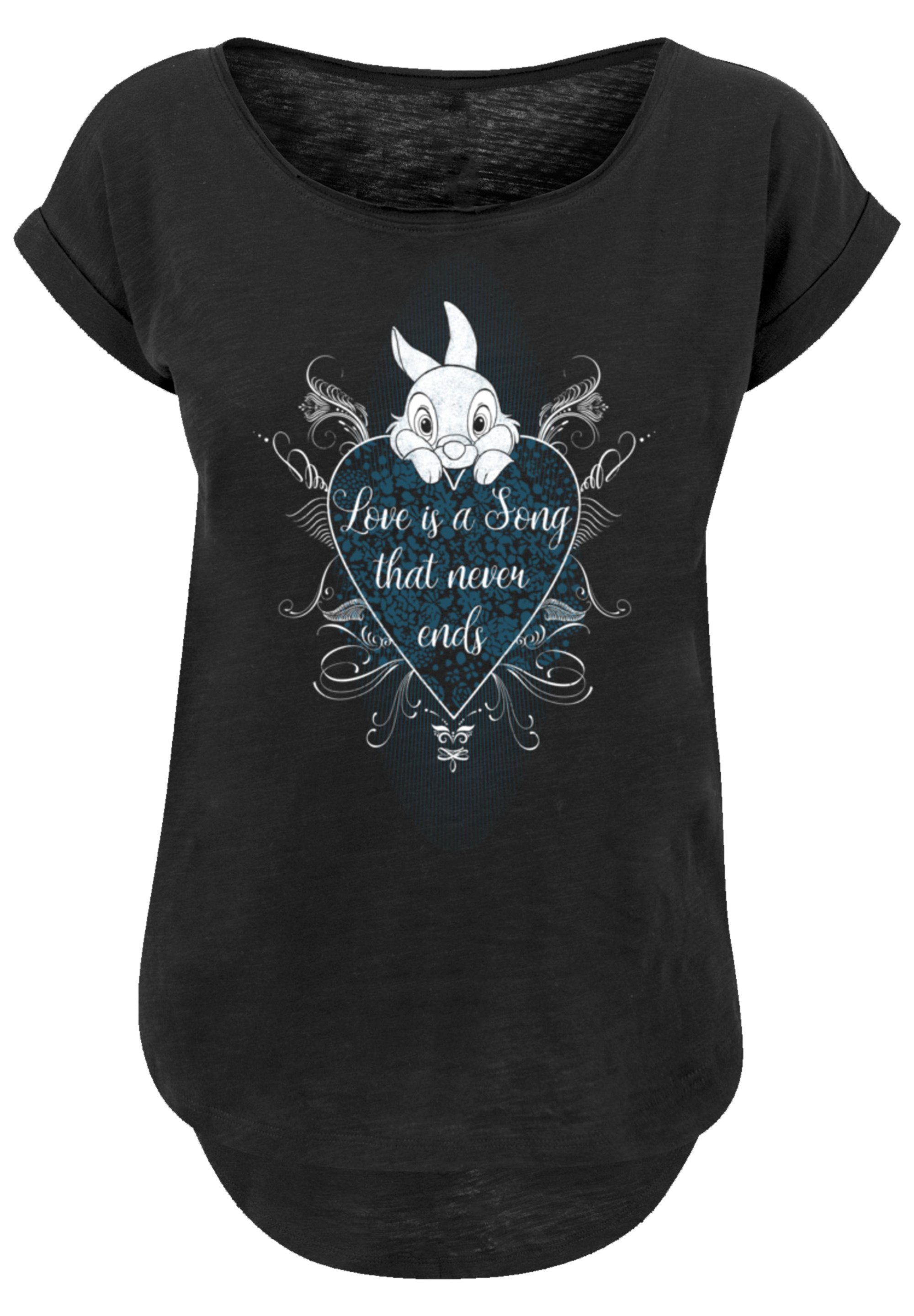 F4NT4STIC T-Shirt Disney Bambi Klopfer Love Is a Song Premium Qualität,  Hinten extra lang geschnittenes Damen T-Shirt