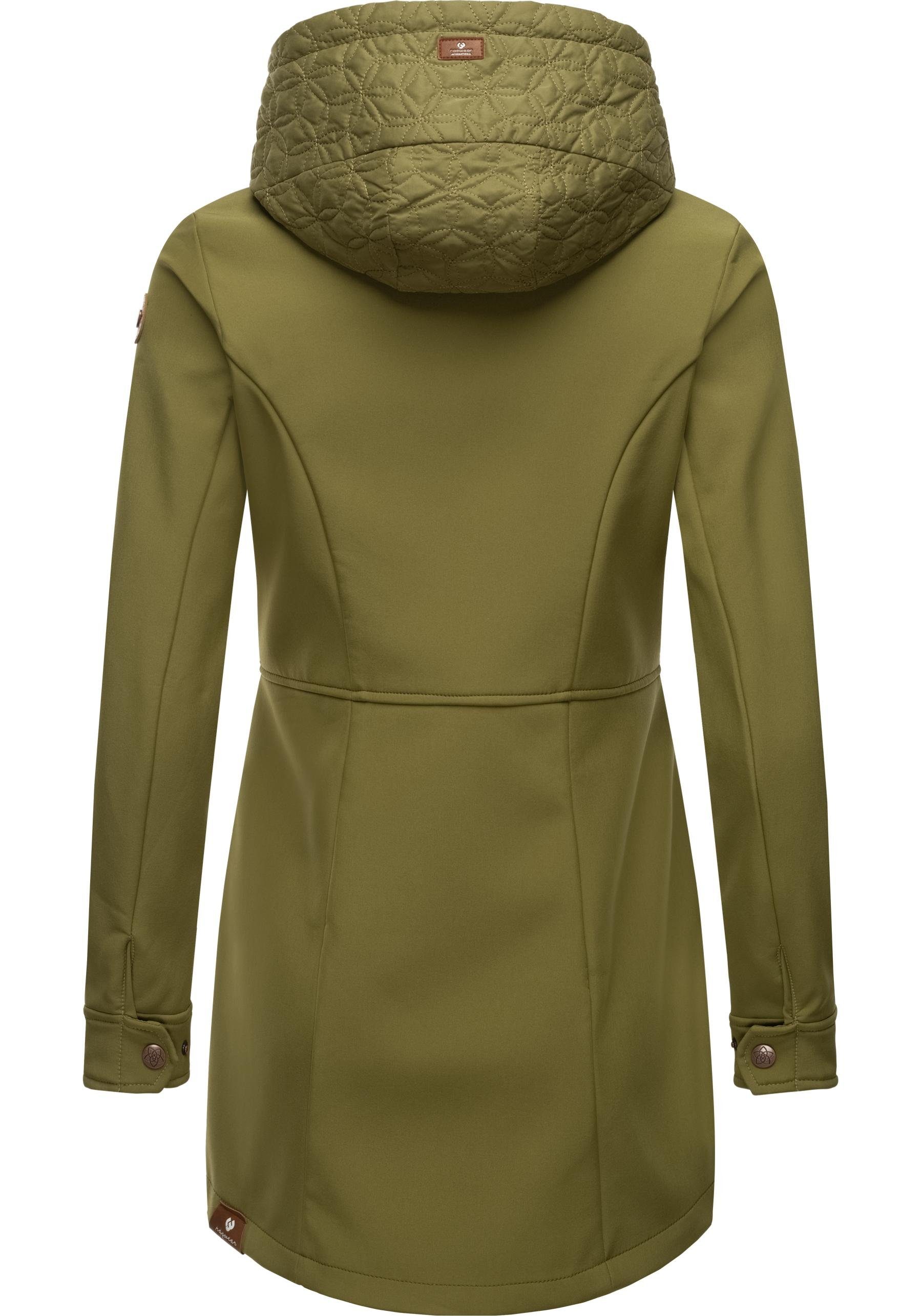 Ragwear Softshellmantel Ybela sportliche, gefütterte Outdoorjacke mit Kapuze