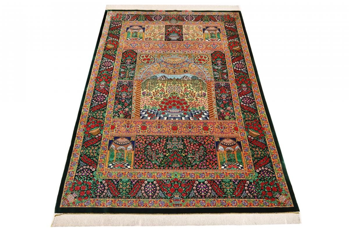 Seidenteppich Ghom Seide Mirzai 132x201 Trading, Höhe: Nain rechteckig, 3 Orientteppich, Handgeknüpfter mm
