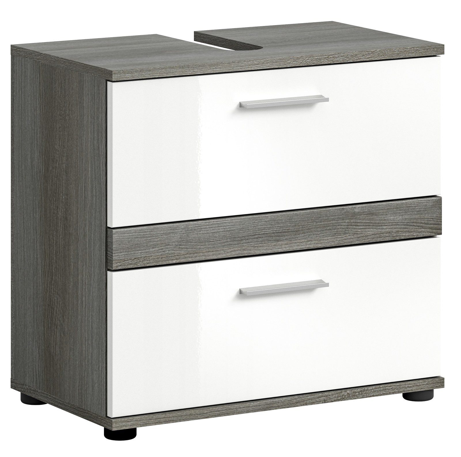 Aileenstore Waschbeckenunterschrank NORDIC 60 cm Breite, Weiß Hochglanz