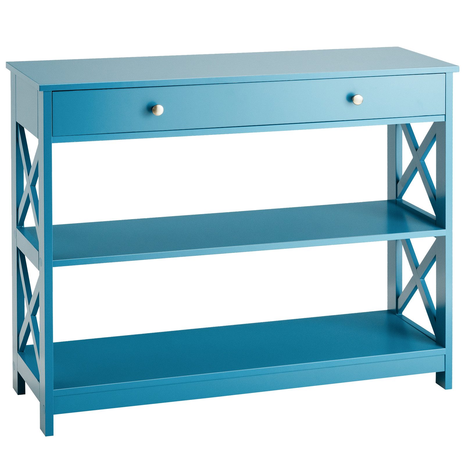 COSTWAY Konsolentisch, 3 Ebenen mit Schublade, Holz, 100 x 30 x 80 cm günstig online kaufen