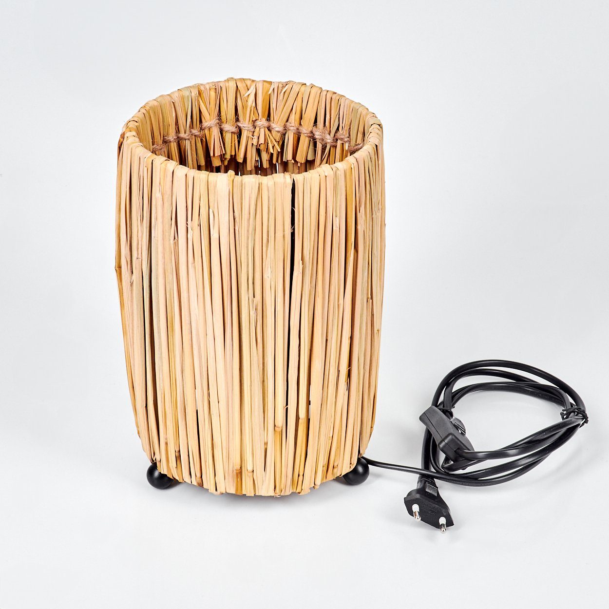hofstein Tischleuchte moderne Boho Tischlampe aus Metall/Rattan in Schwarz/Natur, ohne Leuchtmittel, Nachttischlampe An-/Ausschalter, Lichteffekt, 1xE27, ohne L – Bild 5 von 5