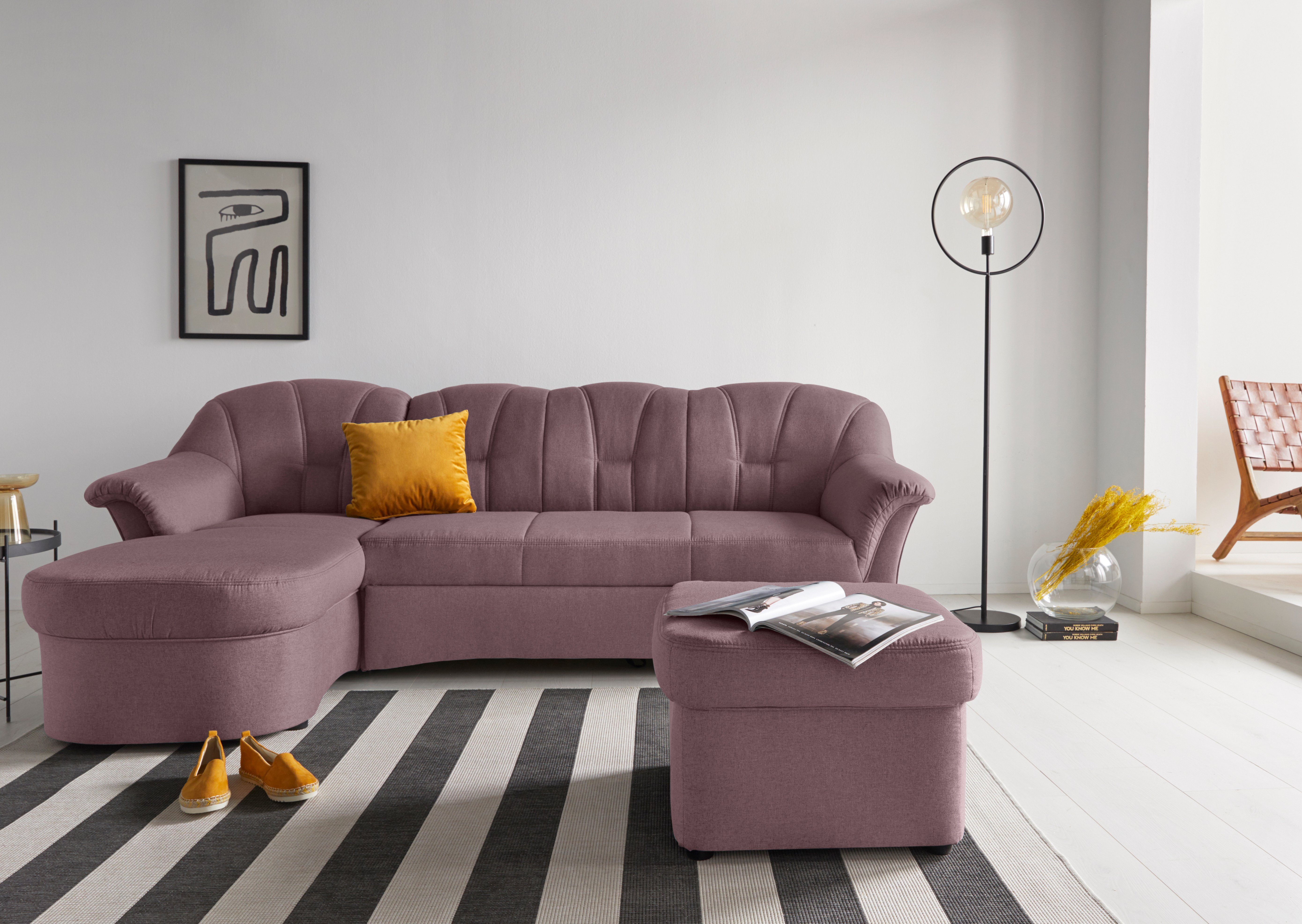 DOMO collection Ecksofa Papenburg, zeitlose Rückensteppung, elegante Formensprache, L-Form, in großer Farbvielfalt, wahlweise mit Bettfunktion, OTTOs Choice
