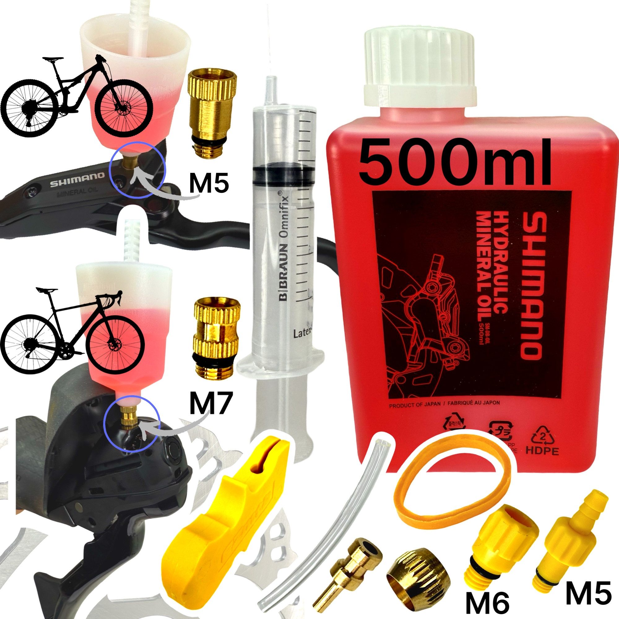 Fahrrad-Montageständer 500ml Shimano Mineral ÖL + Service Entlüftungs Kit Befüllbecher M5 M7