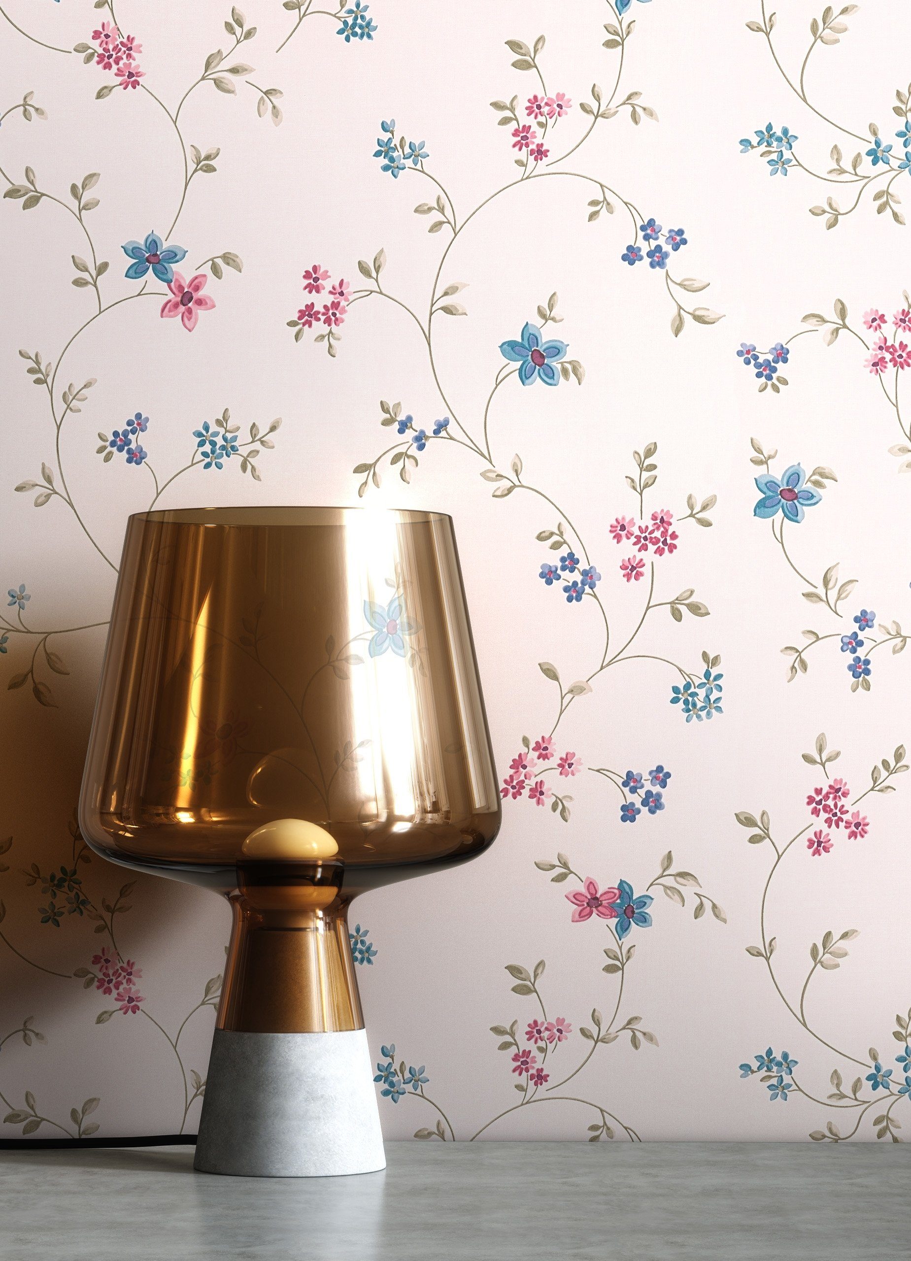 Newroom Vliestapete, Blau Tapete Floral Blumen günstig online kaufen