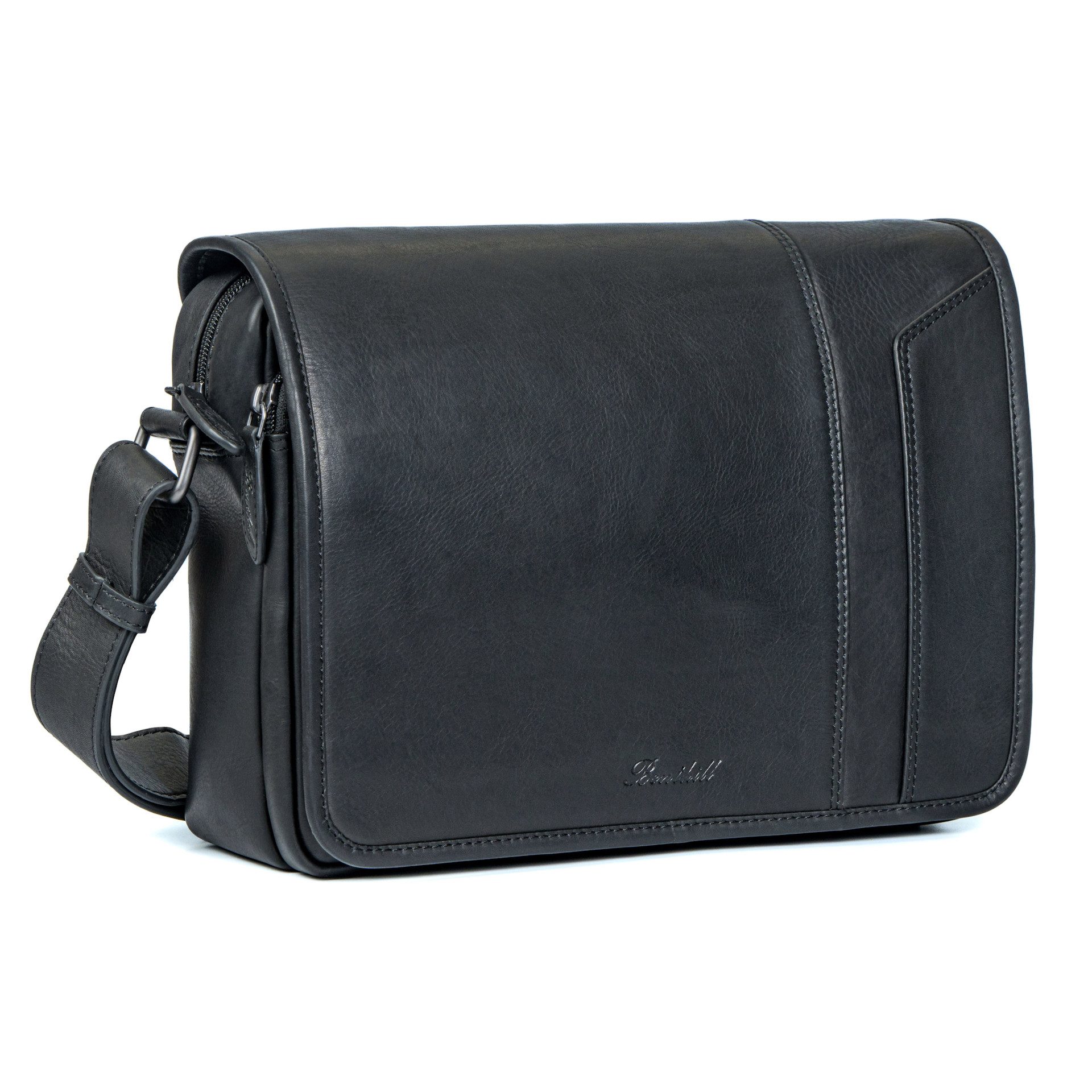 Benthill Messenger Bag Herren Umhängetasche Echt Leder Messenger Laptop Schultertasche Damen, Reißverschlussfach