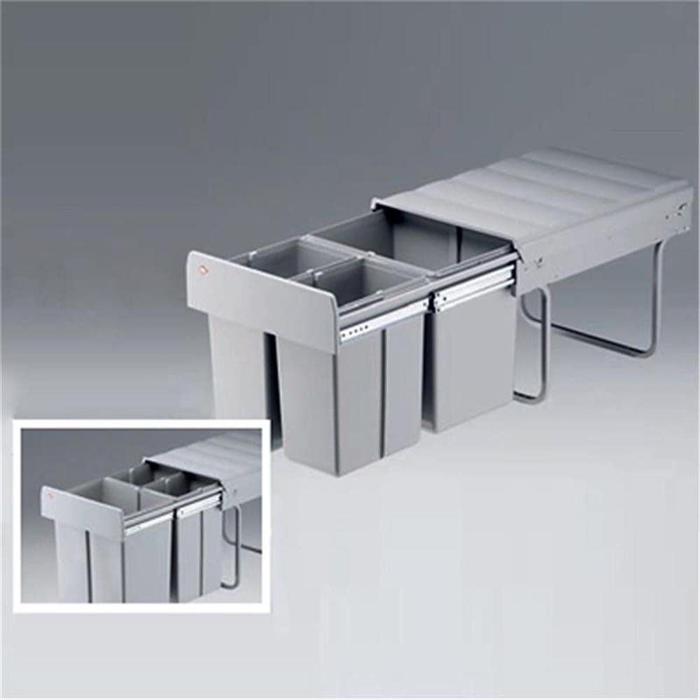 WESCO Einbaumülleimer 787821-85 Trio-Master 40 DT, alugrau