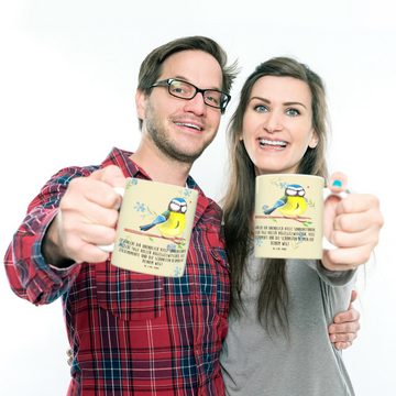 Mr. & Mrs. Panda Kinderbecher Vogel Blaumeise - Blumig - Geschenk, Ostergrüße, Kindergarten Tasse, Kunststoff, Mikrowellenbeständig