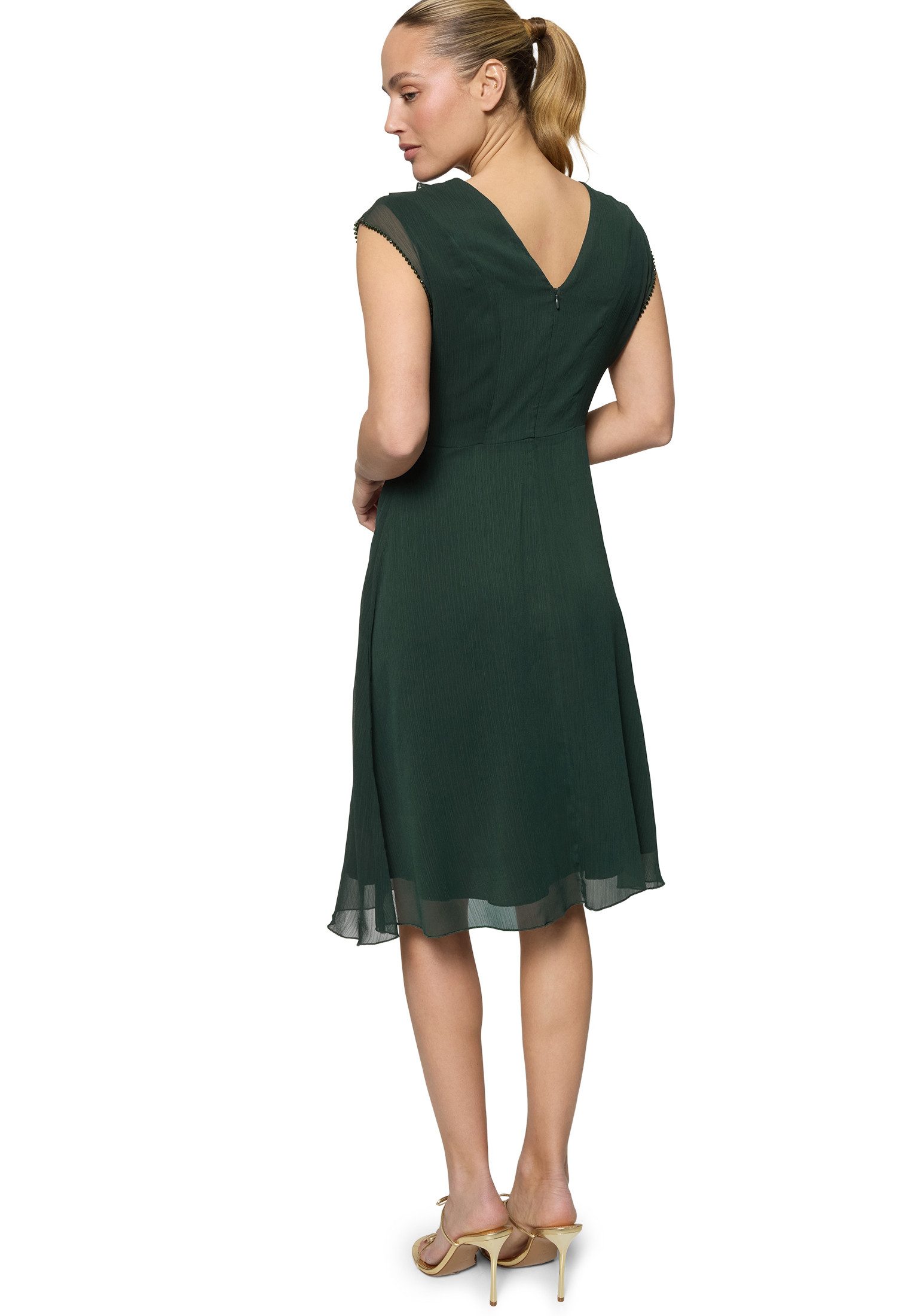 Zero Chiffonkleid Damen mit Rüschen Perlen