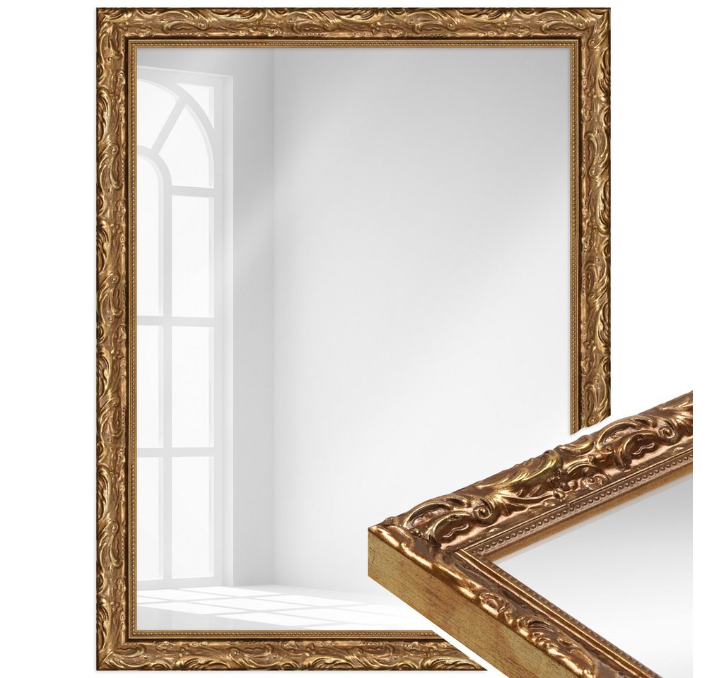 WANDStyle Wandspiegel H530, Vintage Spiegel Gold 45x55 cm, Wandspiegel, Ganzkörperspiegel Groß