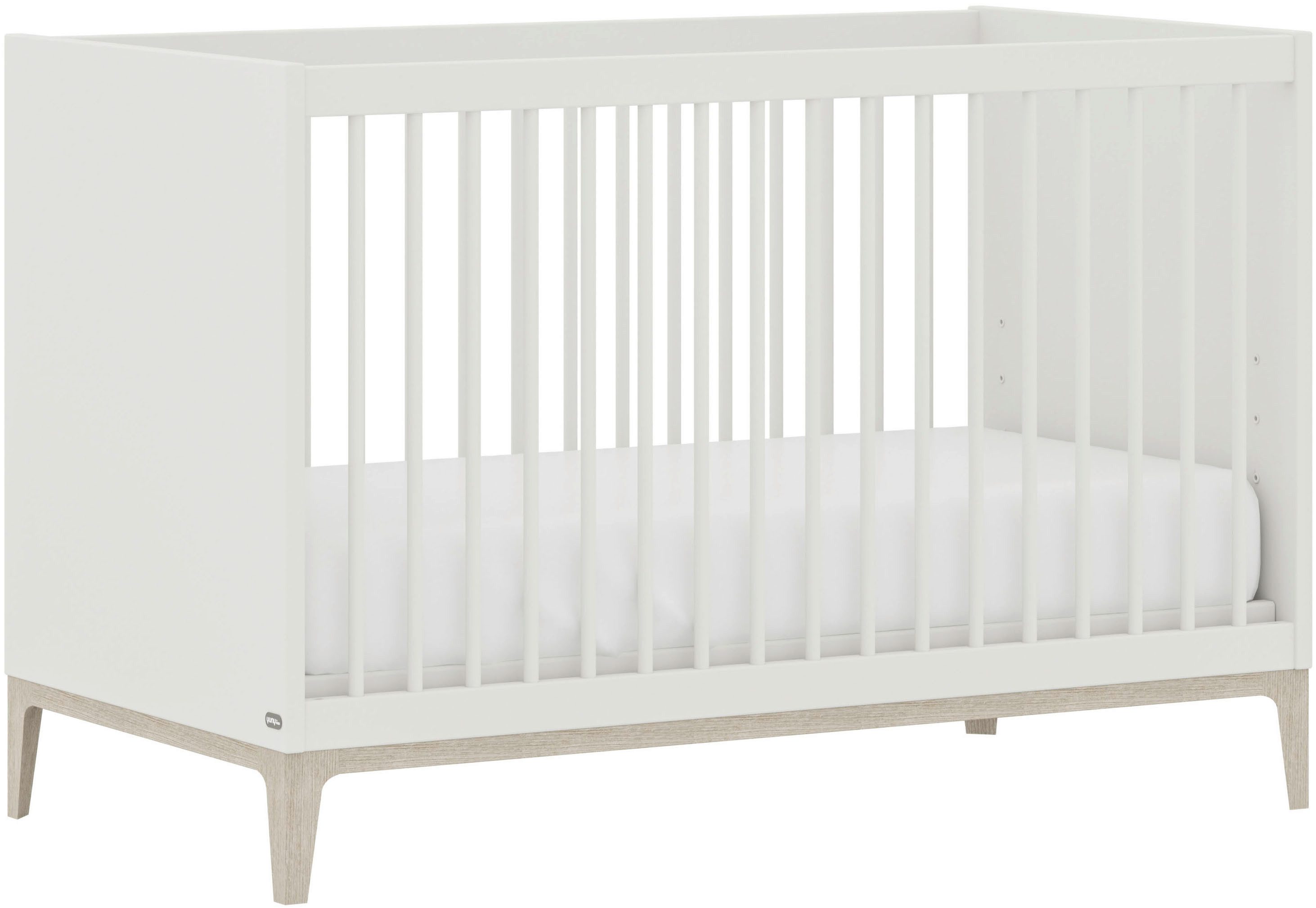 PAIDI Babybett CUTIE LEA in Weiß, verschiedene Größen, Kinderbett, Off-White, Massivholz-Sprossen, 4-fach höhenverstellbares Gitterbett