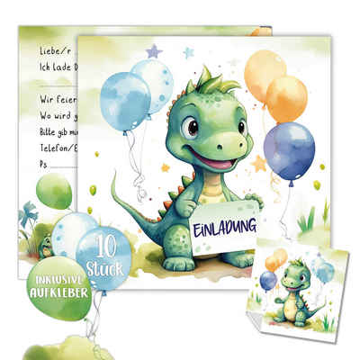 TOBJA Grußkarte XXL Dino Einladungskarten für Kindergeburtstage, Kindergeburtstag Junge Geburtstag Einladung Kinder