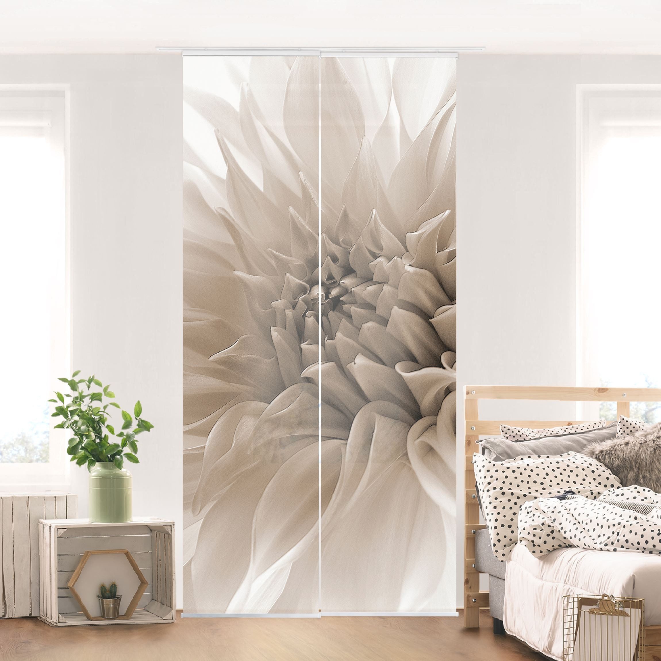 Bilderdepot24 Schiebegardine modern Flächenvorhang blickdicht Dahlie günstig online kaufen