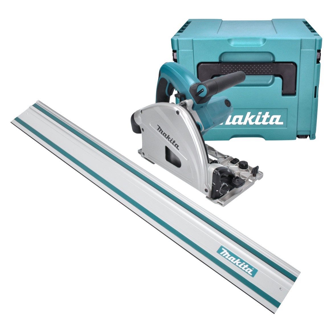Makita Kompakt-Handkreissäge SP 6000 J1 Tauchsäge 1300 W 165 mm + Führungsschiene 1400 mm + Makpac