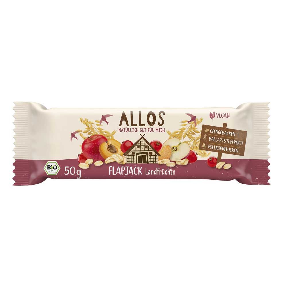 Allos Süßigkeit Hafer Flapjack Müsliriegel - Landfrüchte 50g