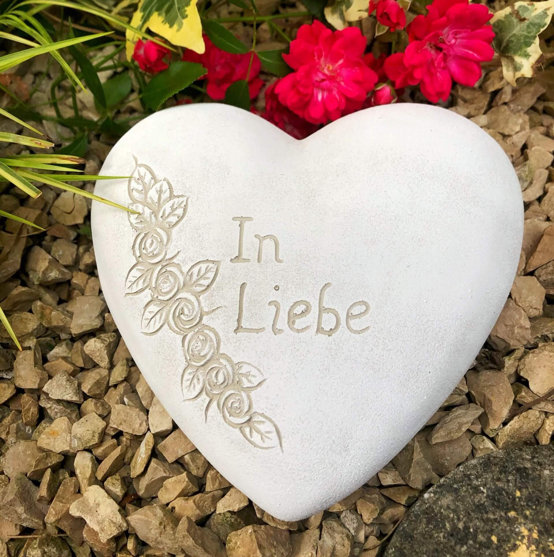 Radami Gartenfigur XXL Grabherz Spruch Grabschmuck "In Liebe"ca.1300g günstig online kaufen