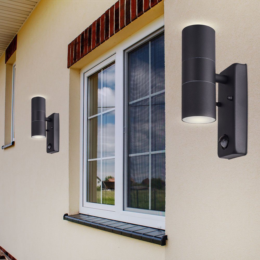 Außen-Wandleuchte, Außenleuchte Leuchtmittel etc-shop Wand Bewegungsmelder mit Außenwandleuchte Warmweiß, LED inklusive,