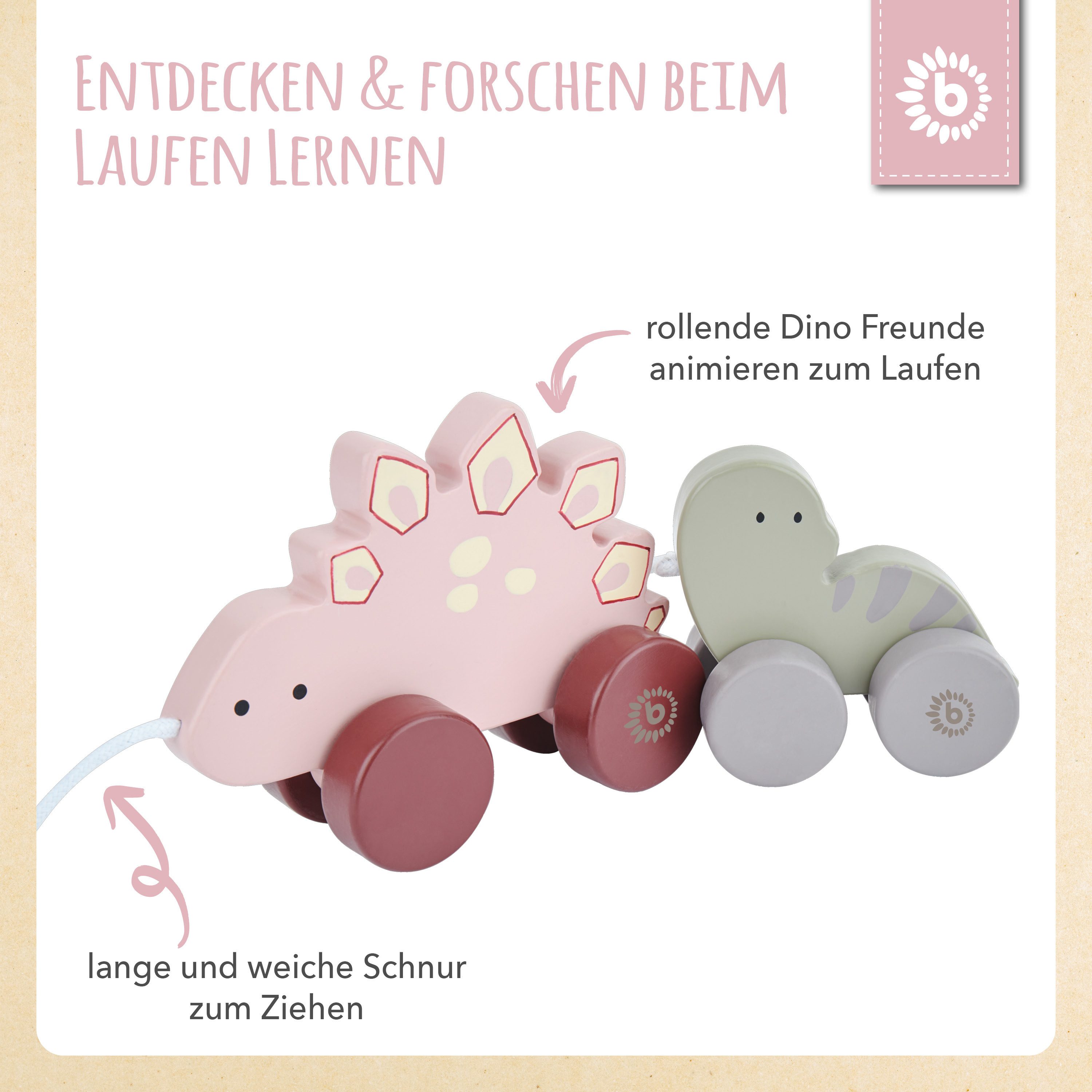 BIECO Nachziehtier Bieco Nachzieh Dinos Holz Nachziehspielzeug ab